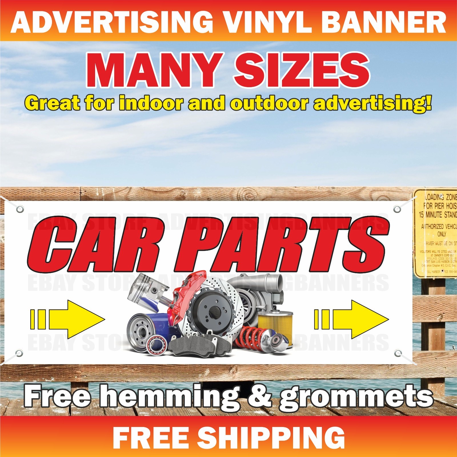 CAR PARTS Advertising Banner Vinyl Sign AUTO PARTS SOLD HERE Shop Garage Service