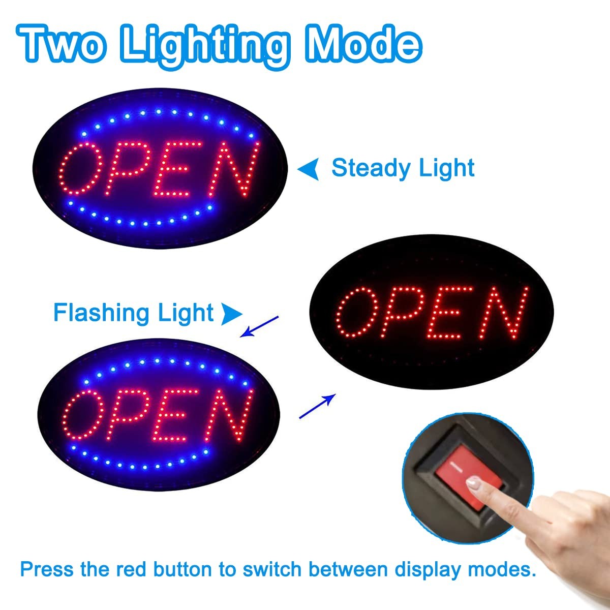 LED Open Sign, 19″x10″ Bright High Visibility Advertisement Board Electric Di…