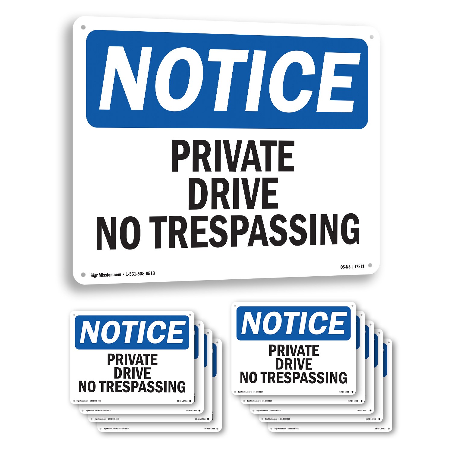 Private Driveway No Trespassing OSHA Notice Sign Metal,, Decal 5 or 10 Pack