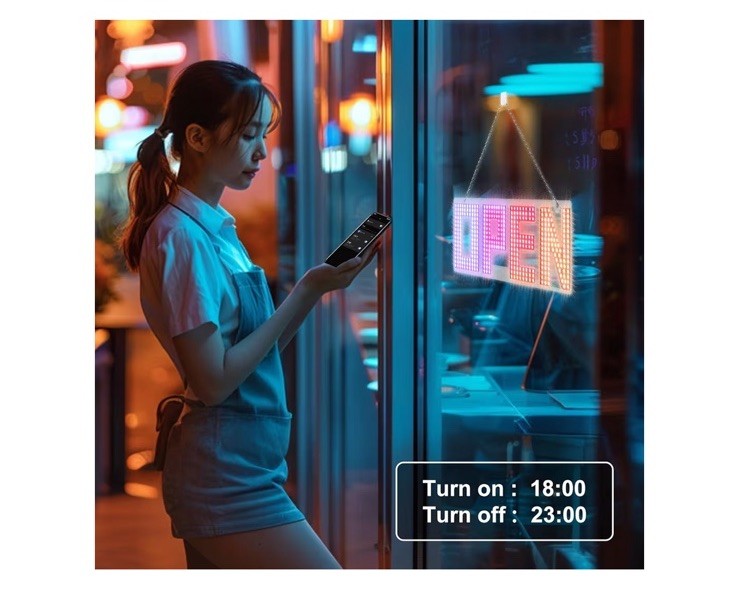 LemonNova 15”x5” LED Open Sign Window Display with Chain & Remote w/ APP