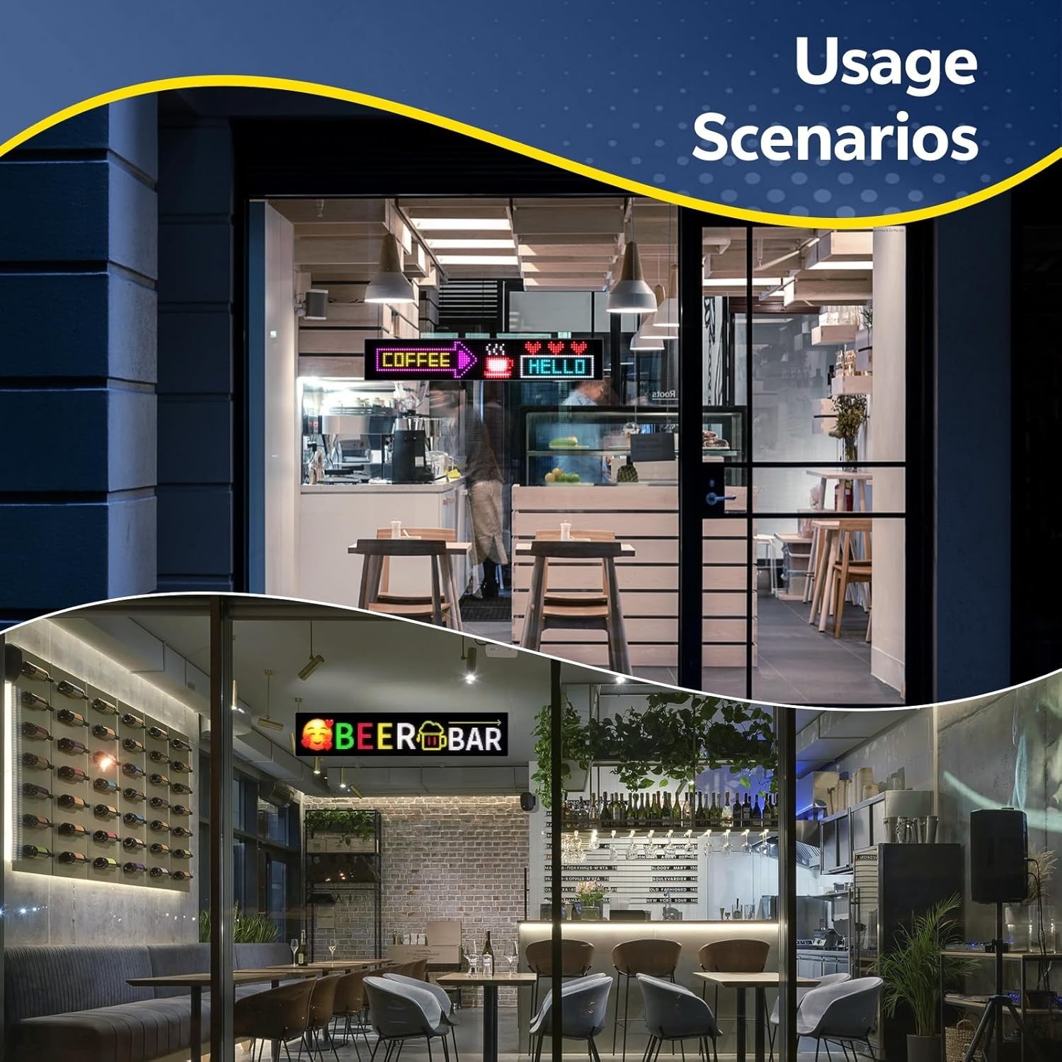 Large Programmable LED Sign, P10 Resolution Indoor Windows LED Signs, Bluetooth