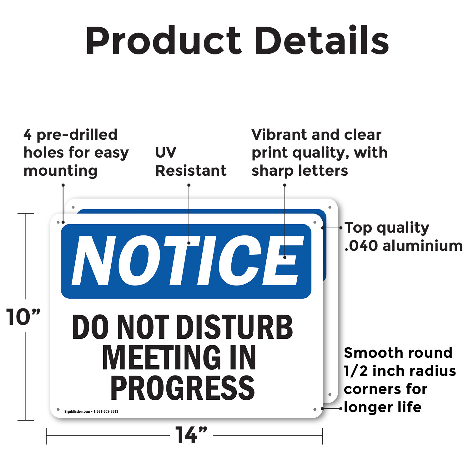 (2 Pack) Do Not Disturb Meeting In Progress OSHA Notice Sign Decal Metal Plastic