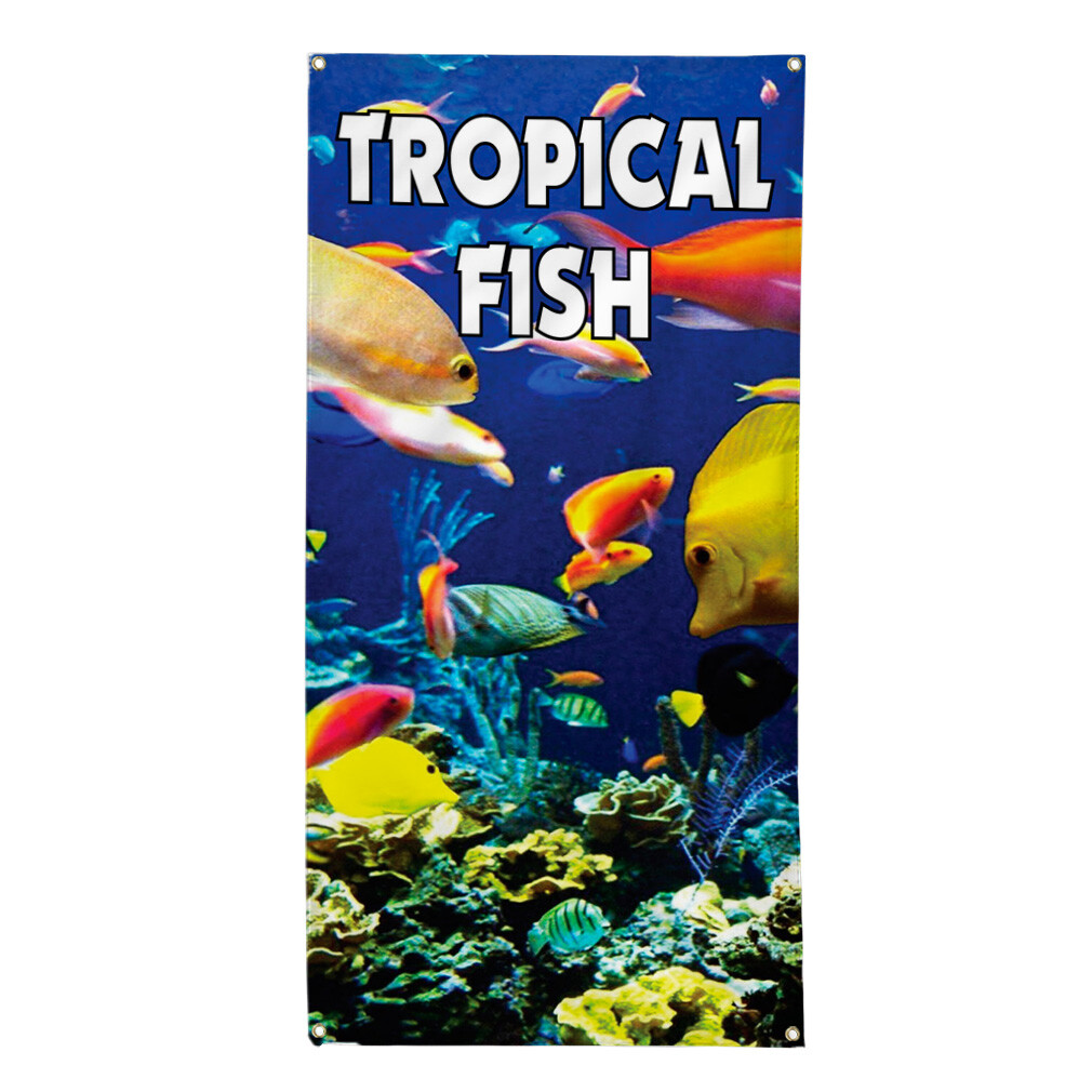 Vertical Vinyl Banner Multiple Sizes Tropical Fish Food and Drink Outdoor