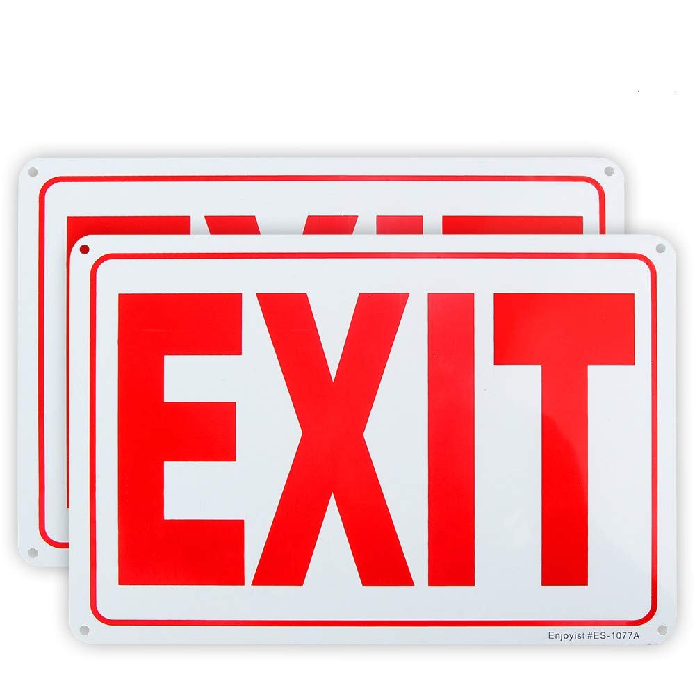 Exit Sign, 2 Pack 10X7 Inch, Rust Free .040 Aluminum Reflective Sign, UV Protect