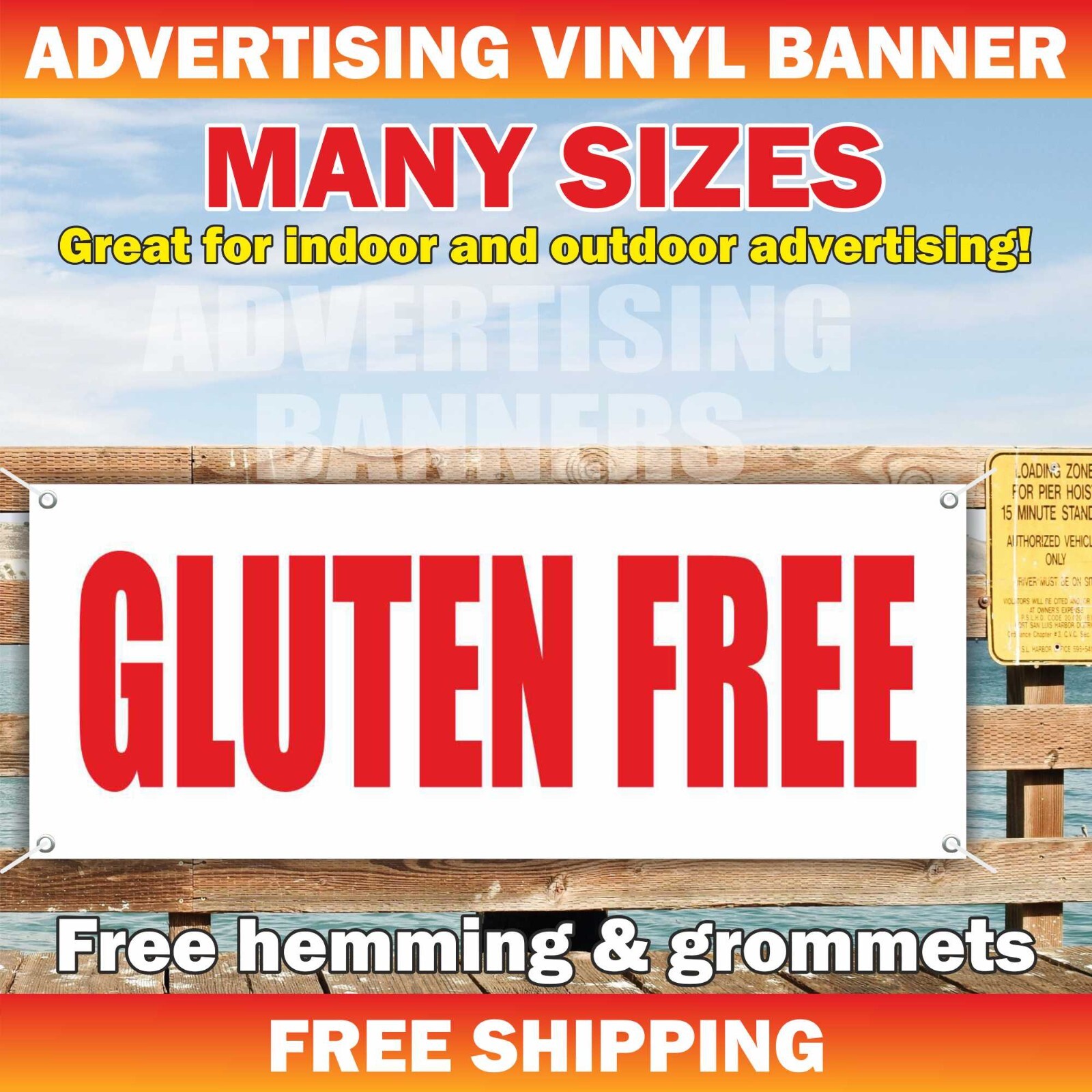 GLUTEN FREE Advertising Banner Vinyl Mesh Sign fast food buffet Restaurant Bar