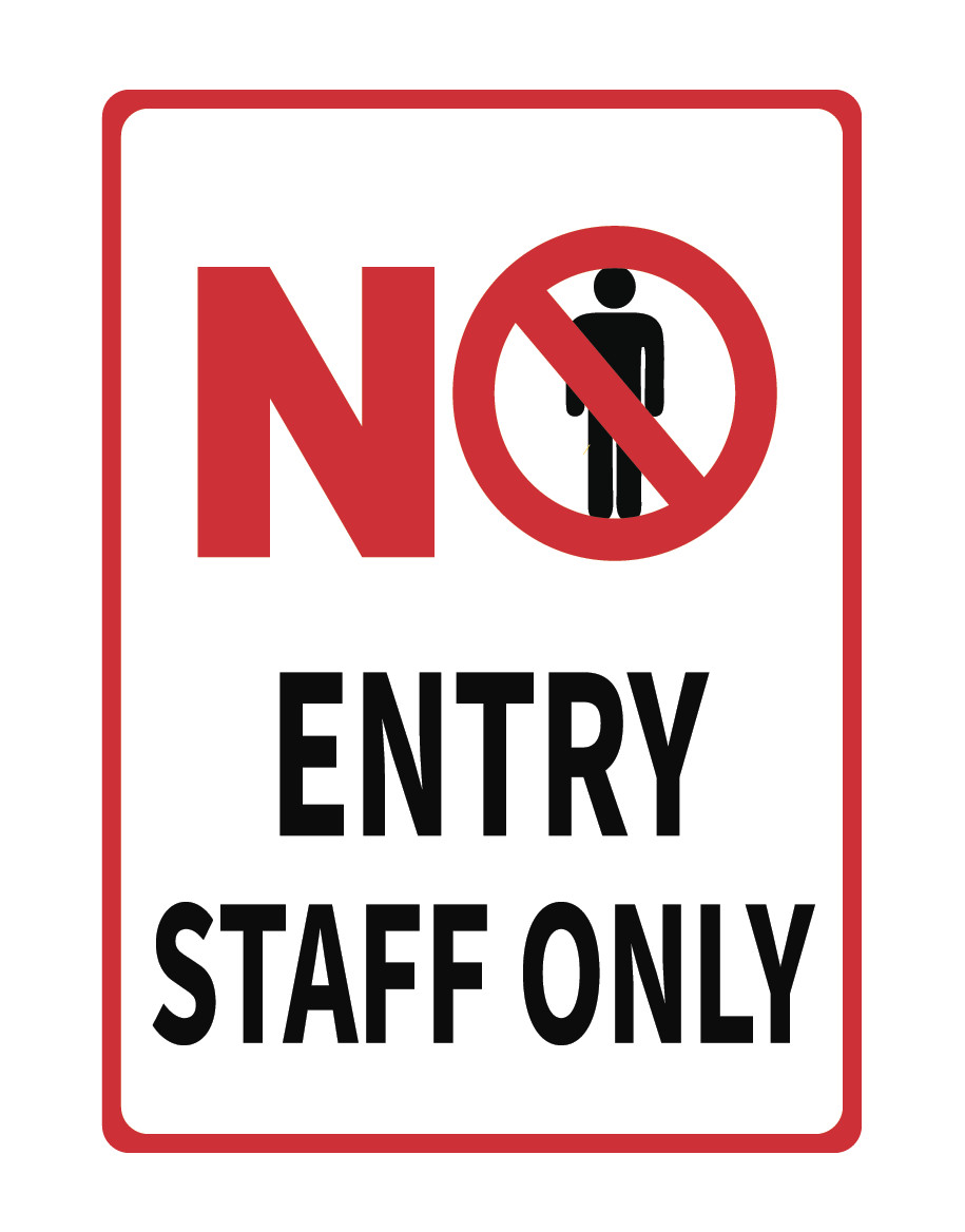 No Entry Staff Only sign decal stickers