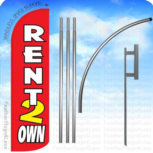 RENT 2 OWN – Windless Swooper Flag KIT Feather Banner Sign 15′ Set rq