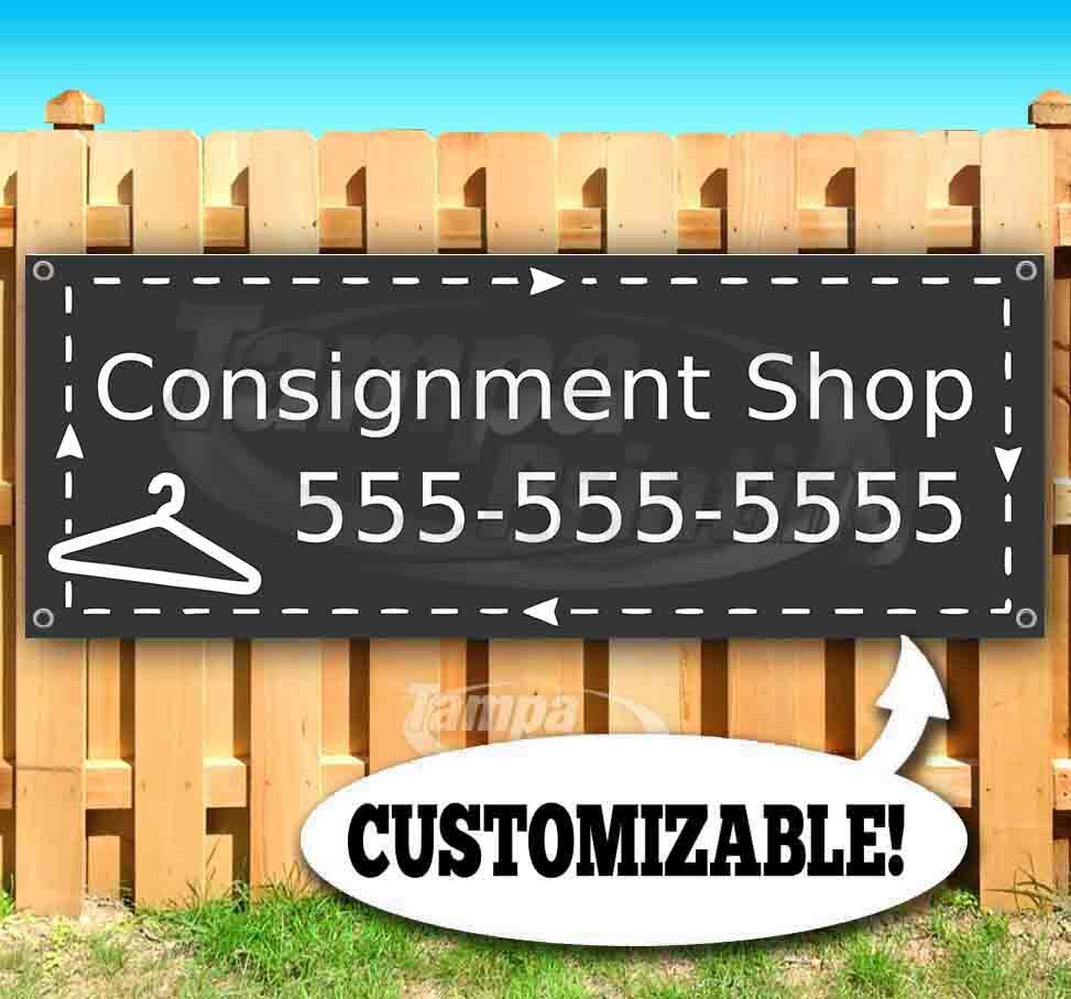 CONSIGNMENT SHOP CUSTOM PHONE NUMBER Advertising Vinyl Banner Flag Sign USA