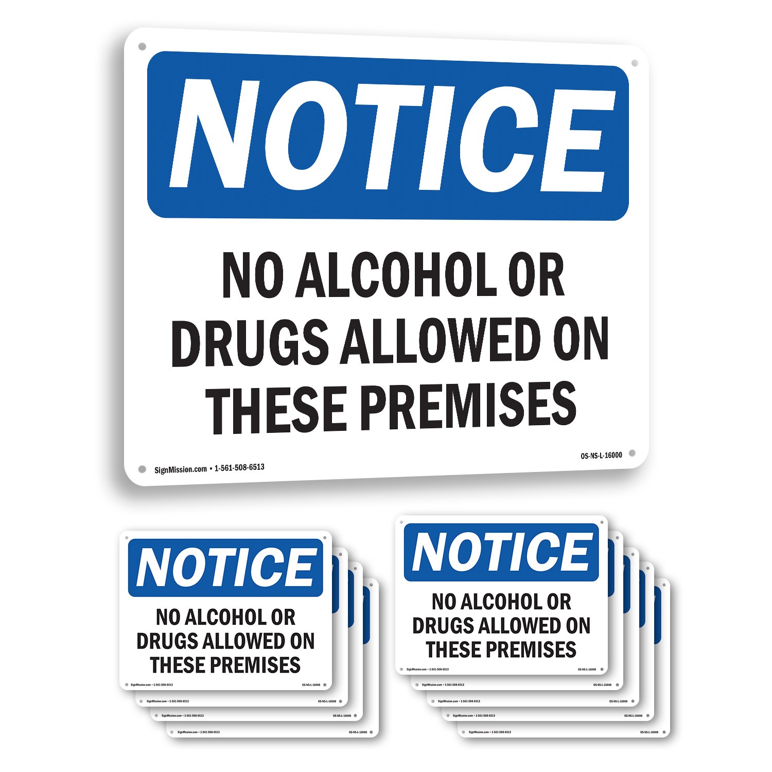 No Alcohol Or Drugs Allowed On These OSHA Notice Sign Or Decal – 5 or 10 Pack