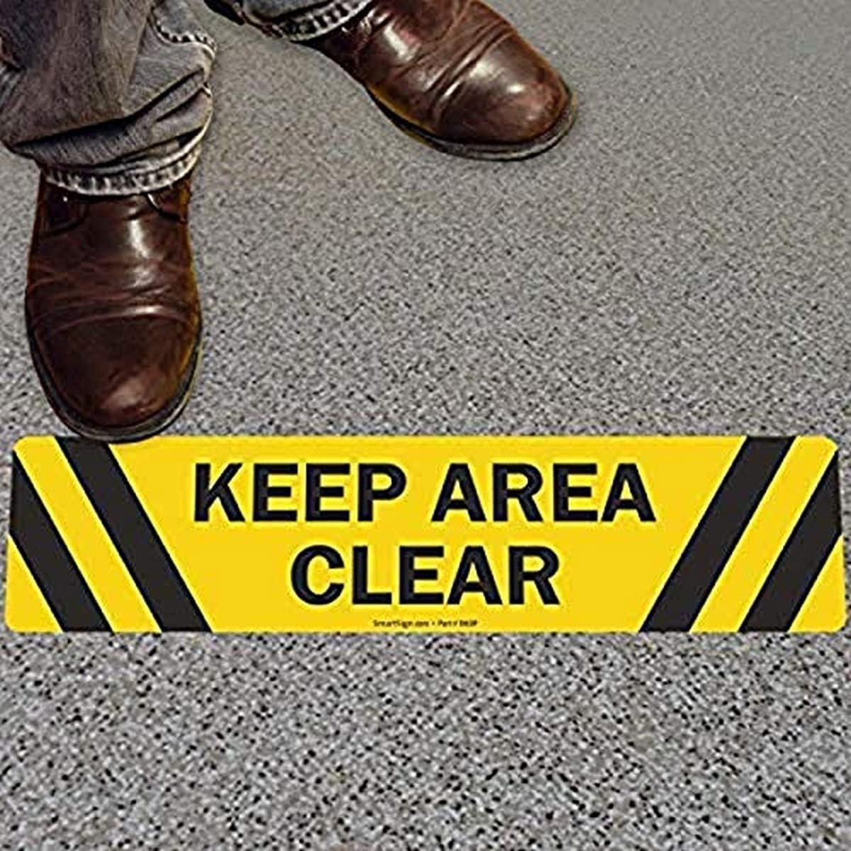 -SF-0075-FO-24 “Keep Area Clear” Anti Slip Adhesive Floor Sign | 6″ x 24″, Bl…