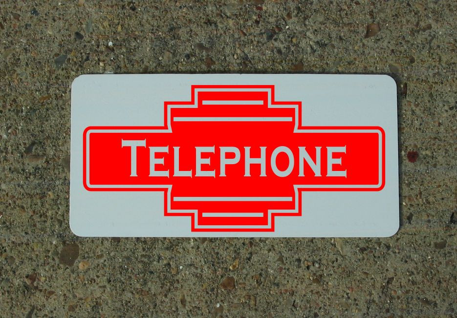 TELEPHONE RED Metal Sign 40’s 50s Retro Vintage Style Art Deco Decor Design