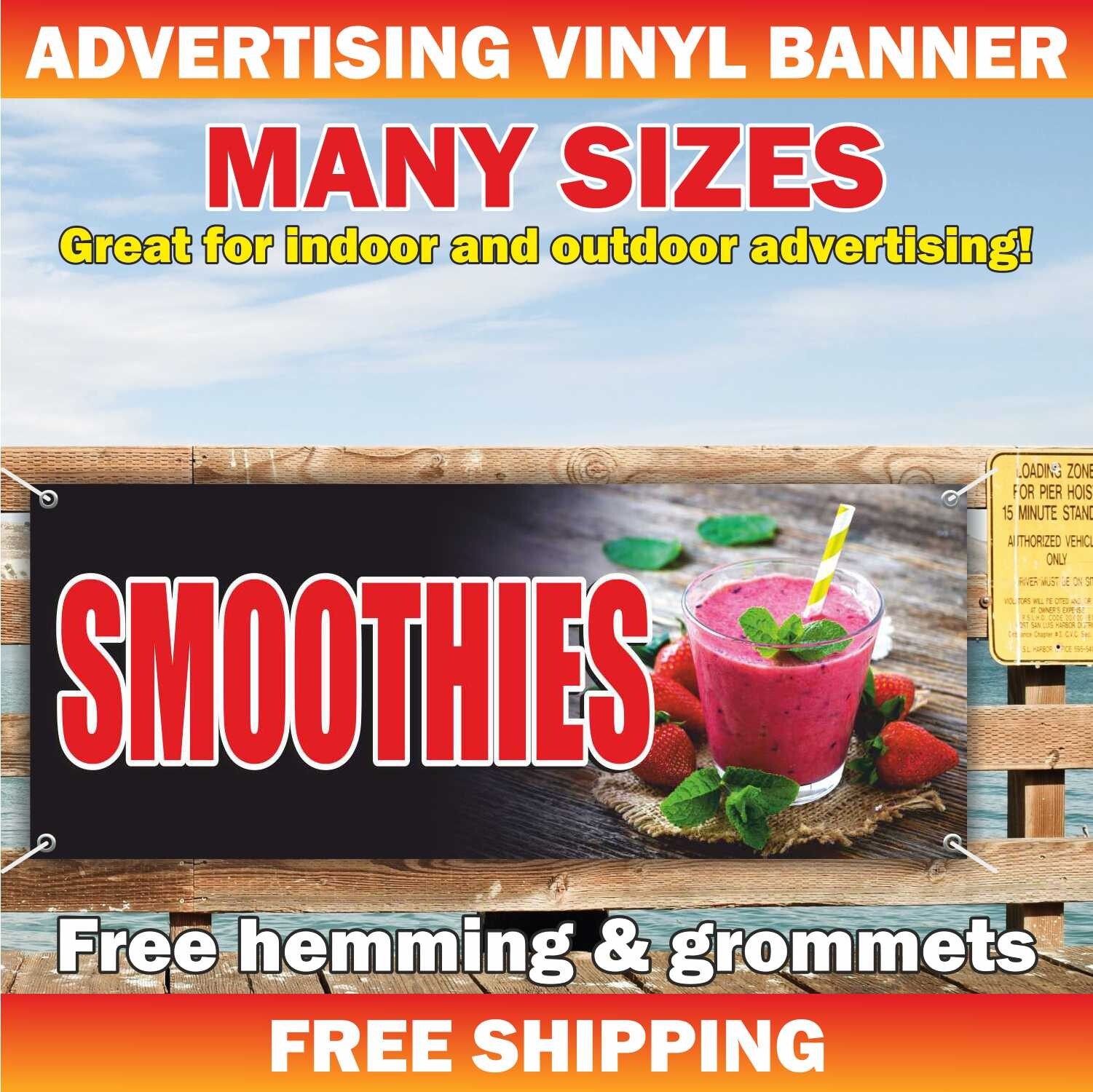 SMOOTHIES Advertising Banner Vinyl Sign health food fresh fruits tea bar drink