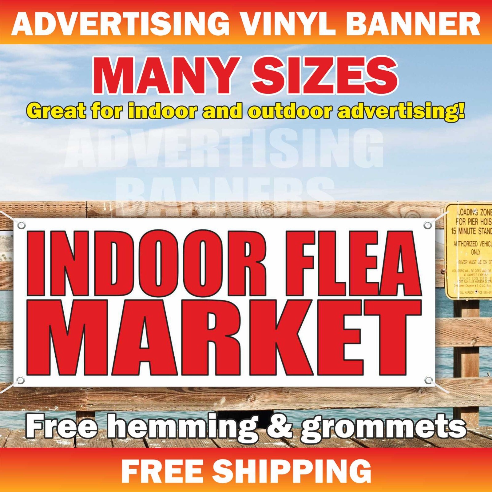 INDOOR FLEA MARKET Advertising Banner Vinyl Mesh Sign antiques collectibles mar