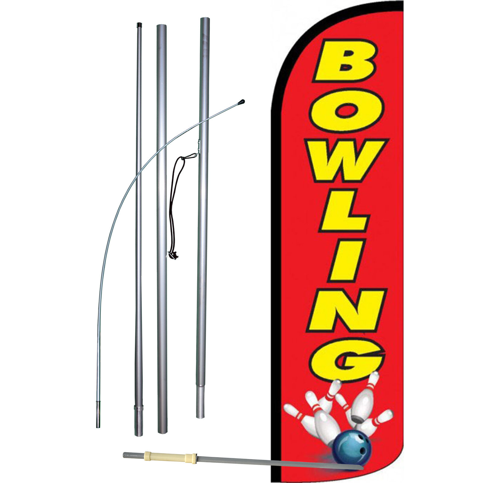 Bowling Red Flag with Flag Pole and Spike