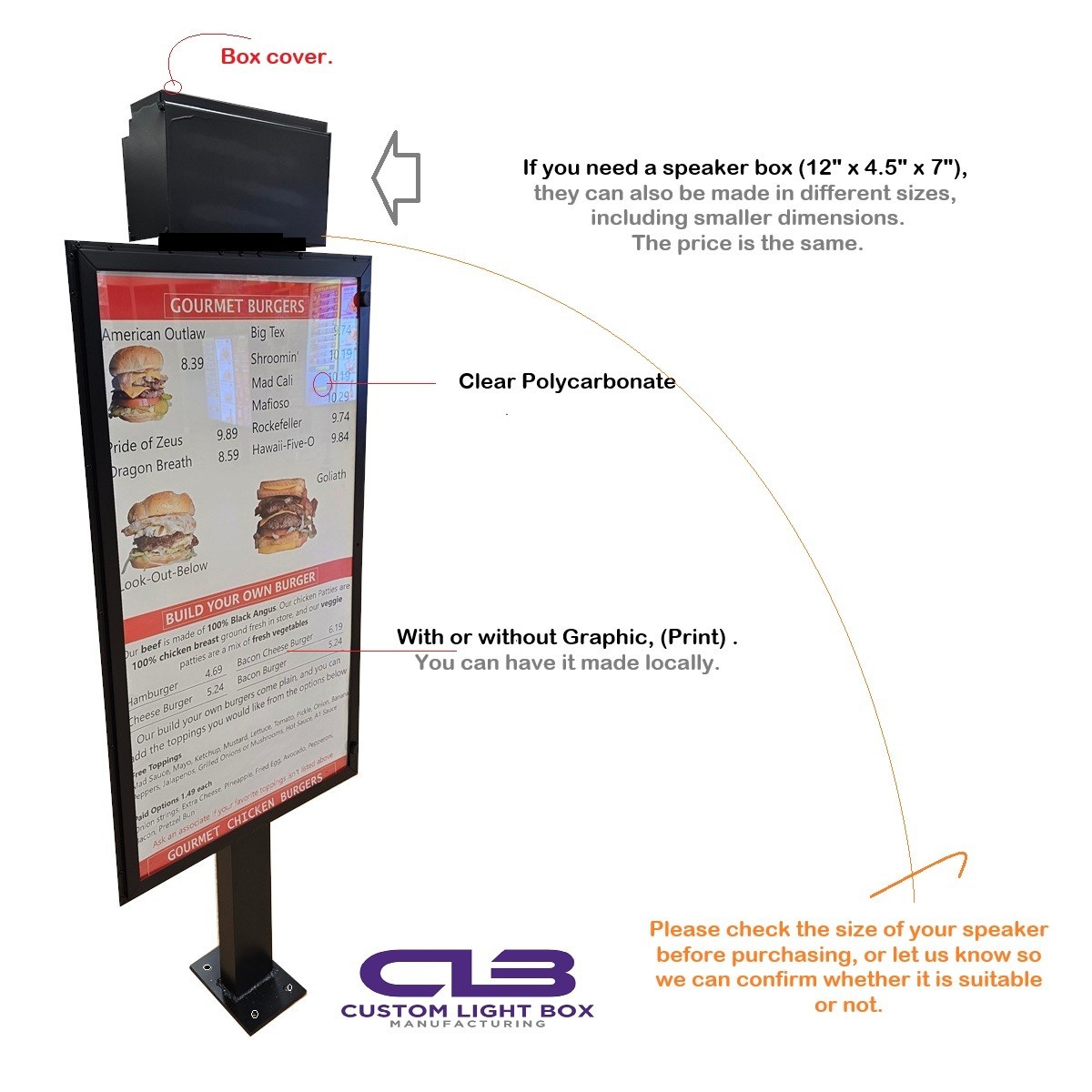 Drive-Thru Menu Board for Restaurants, Slide-N-Lock