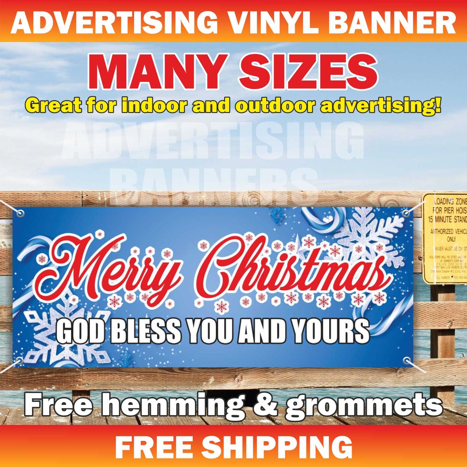Merry Christmas Advertising Banner Vinyl Mesh Sign Xmas Holidays Happy New Year