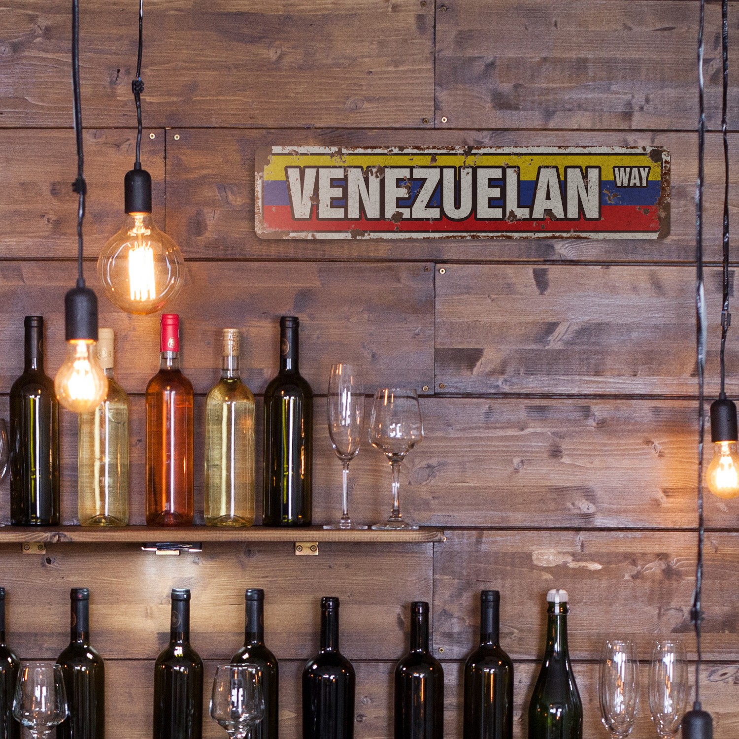 VENEZUELAN FLAG Vintage Style Street Sign venezuela national nation pride