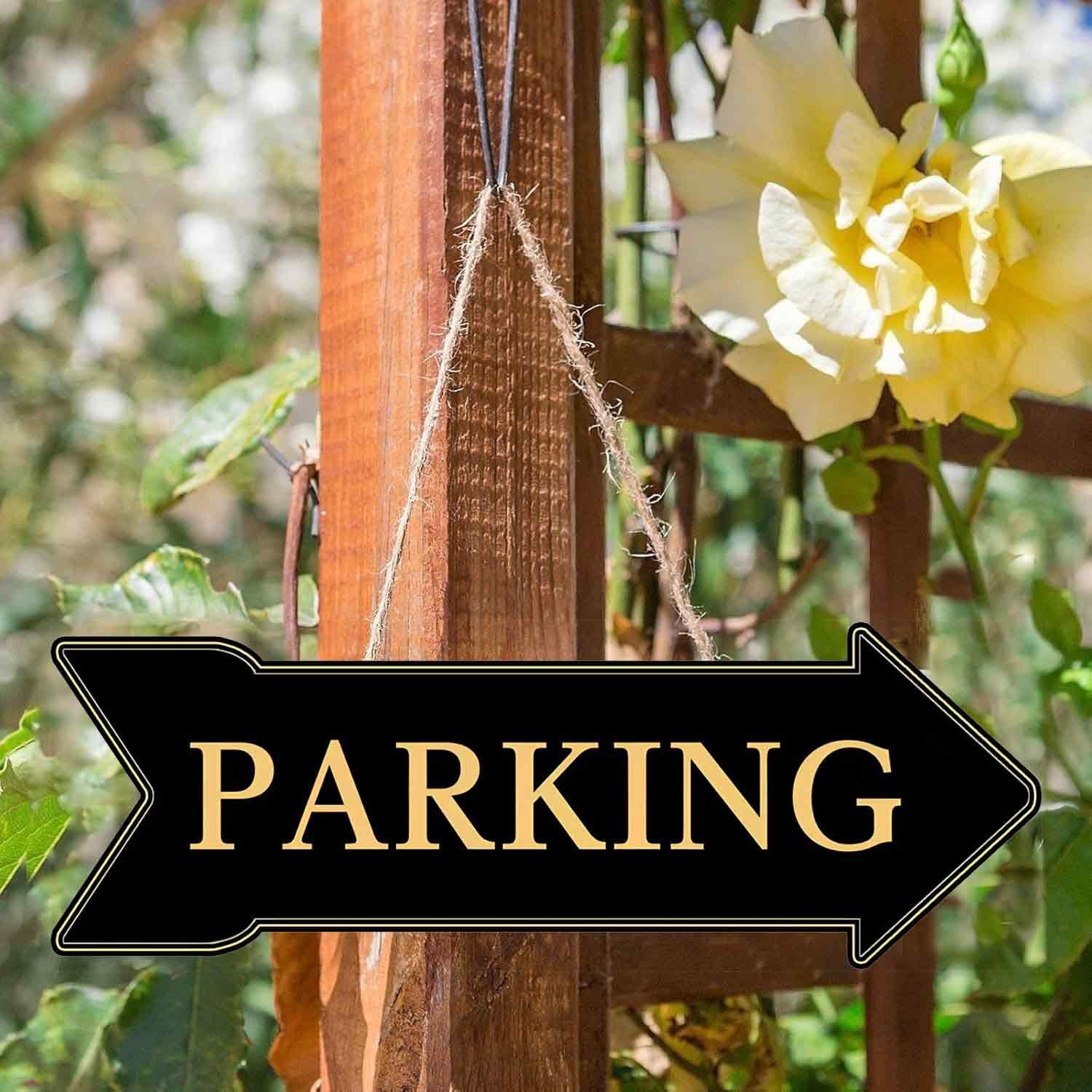 6 Pcs Parking Signs 17 x 6 Inch Double Sided Wedding Arrow Parking Signs for …