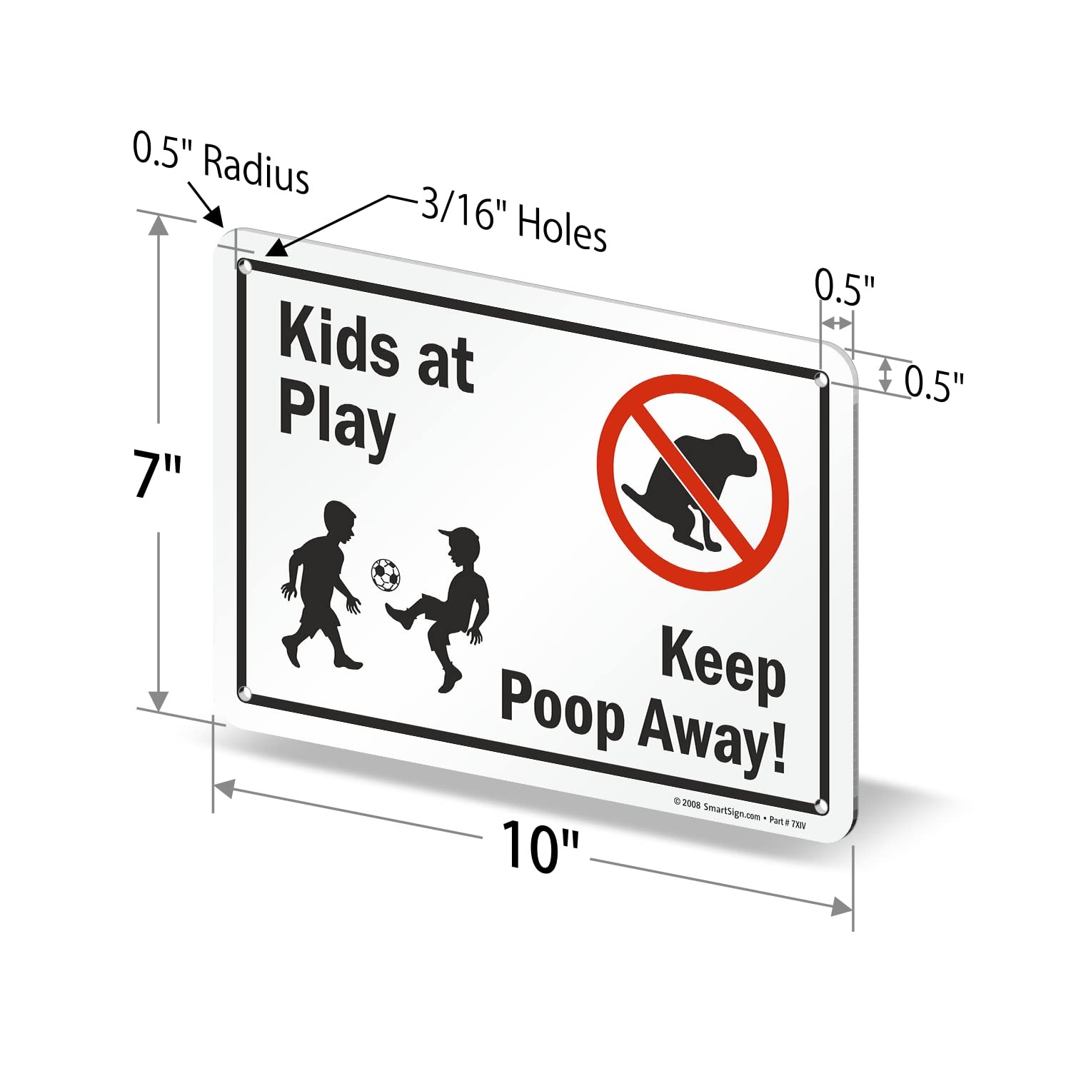 SmartSign 7 x 10 inch “Kids At Play – Keep Poop Away” Sign with Pre-Cleared H…