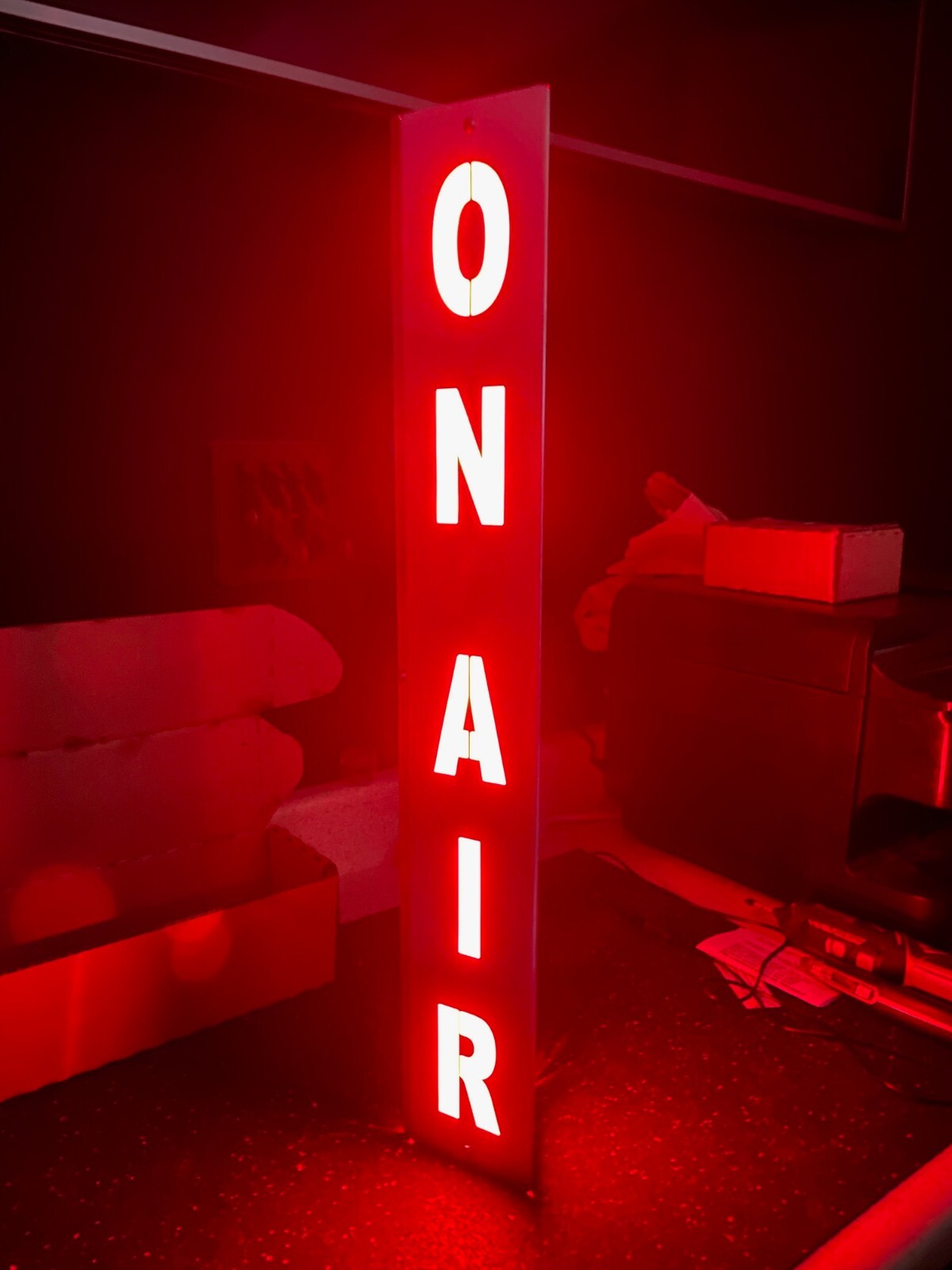 “ON AIR” sign. Commercial duty. 24 inch. Aluminum. 120V. Remote & Bluetooth