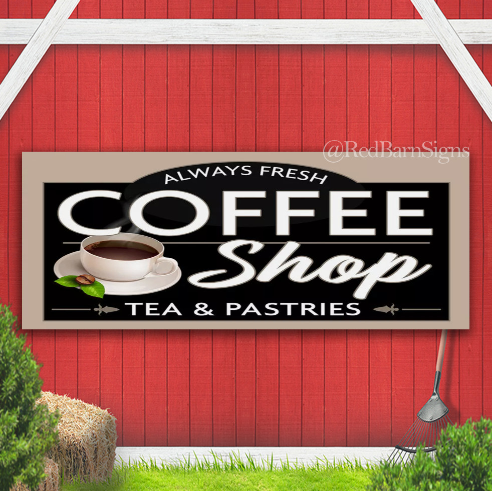 Coffee Shop – Tea & Pastries Banner Sign with grommets