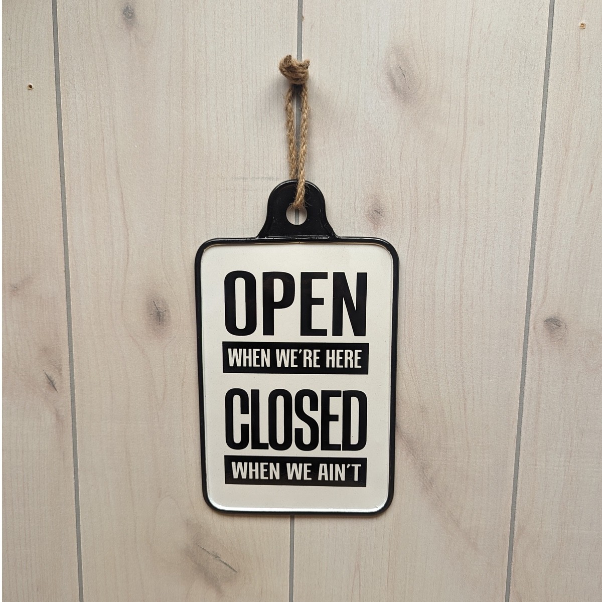 Rustic White Enamel Hanging Rope Open Closed Sign Door Business Shop Wall Decor