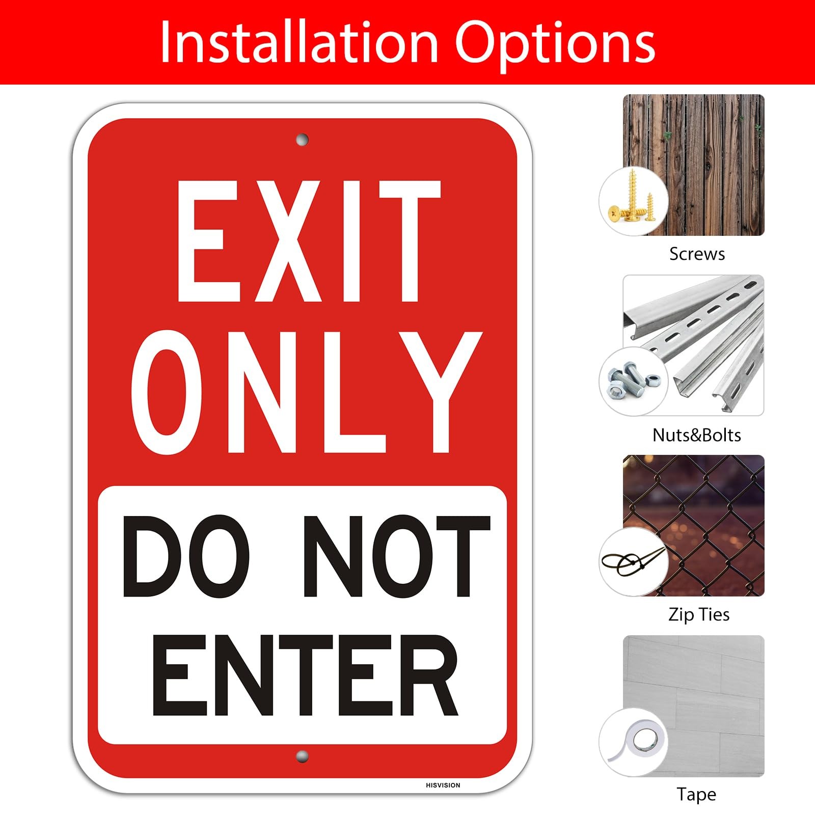Large 4 Pack Exit Only Sign, 18″x12″ Do Not Enter Sign, Engineer Grade Rust F…