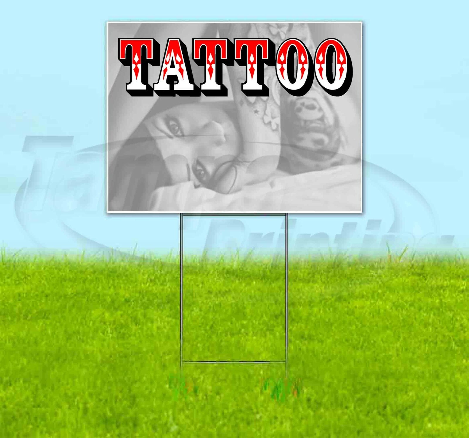 TATTOO 18×24 Yard Sign Corrugated Plastic Bandit Lawn Business USA