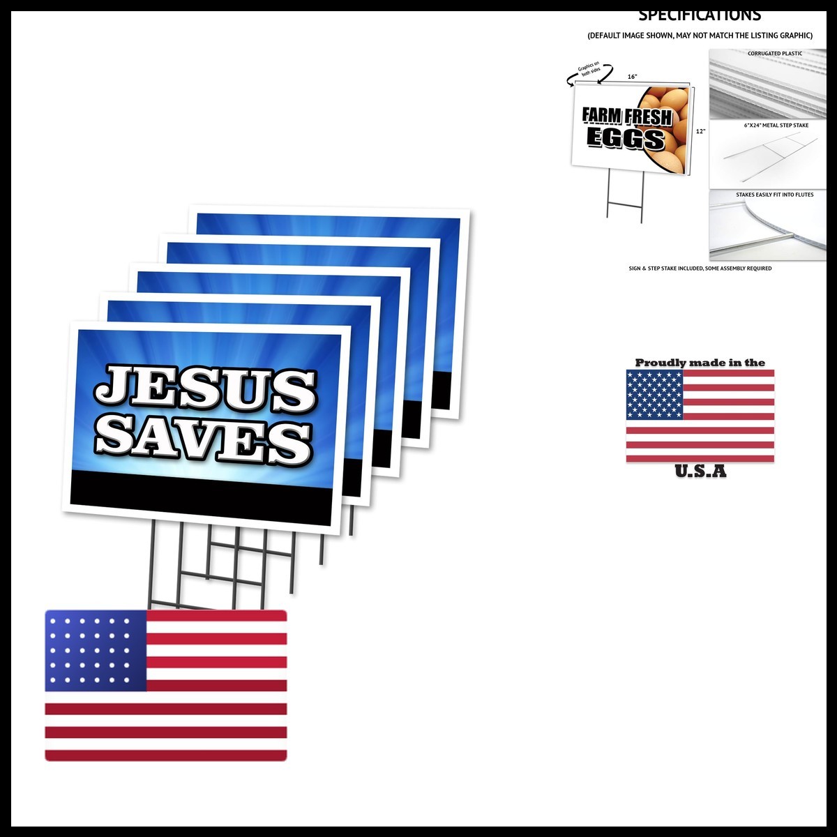 Signmission Jesus Saves 5 Pack Of 12 X 16 Yard Your Included Image On Both In