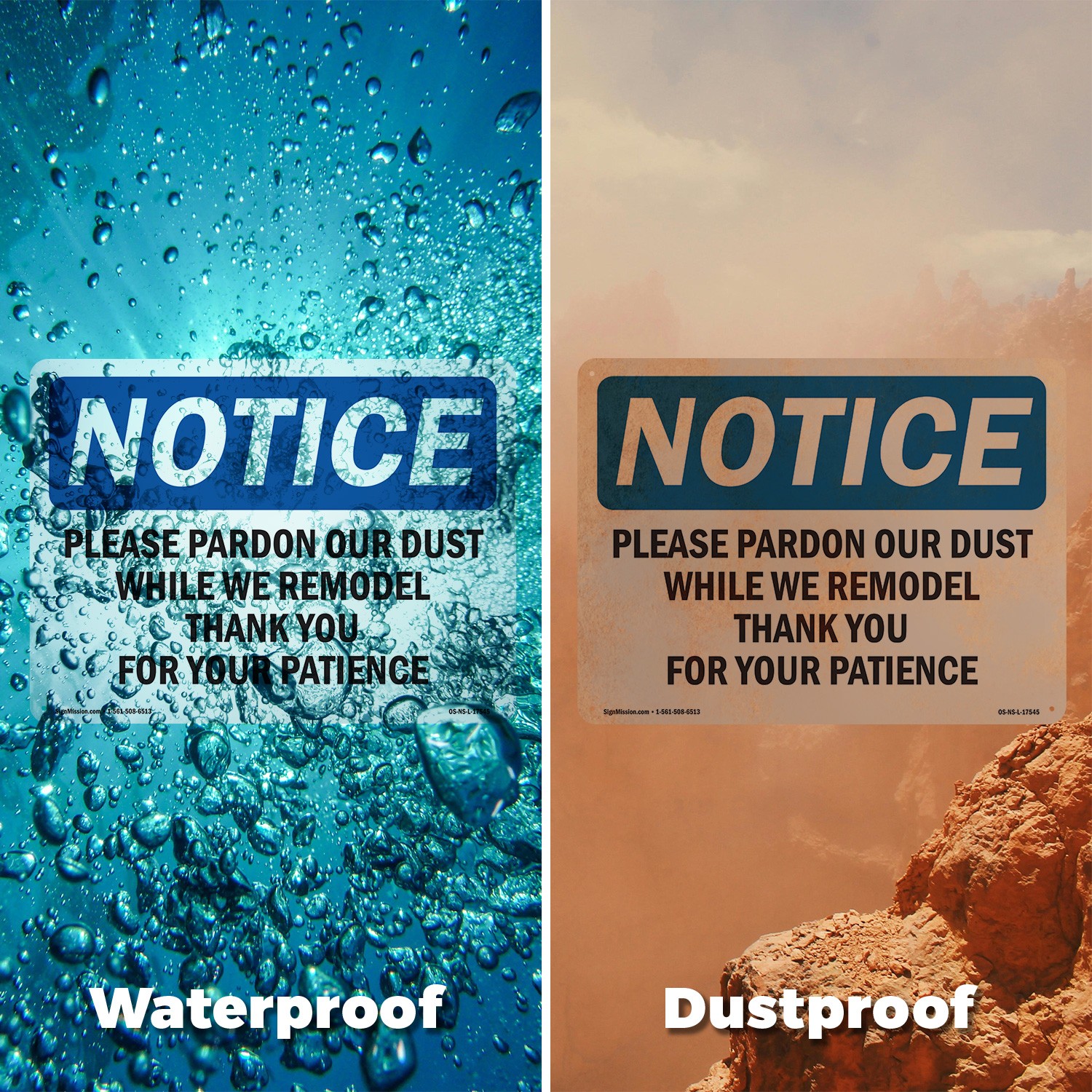 Please Pardon Our Dust While We Remodel OSHA Notice Sign Or Decal – 5 or 10 Pack