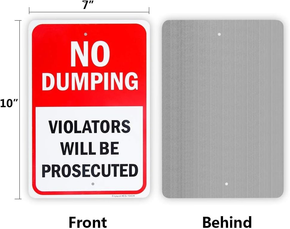 2 Pack No Dumping Violators Sign – 10″ x 7″ Rust-Free Aluminum, Easy Install