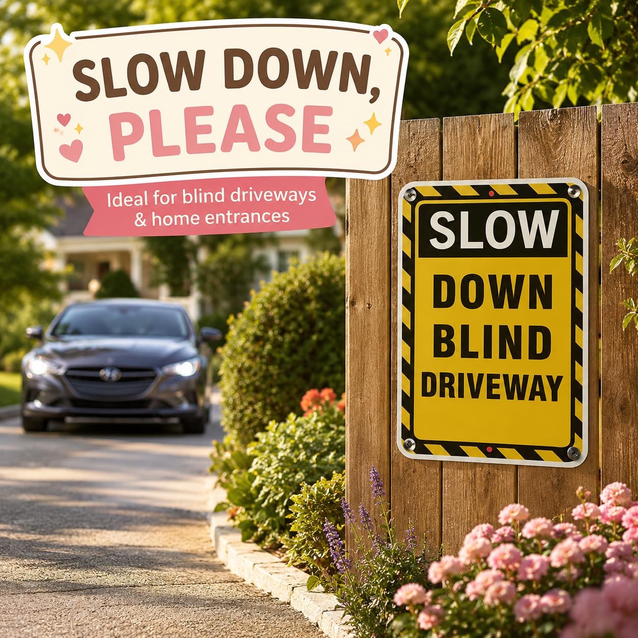 2 Pack Slow Sign 18×12 inch (Slow Blind Driveway)