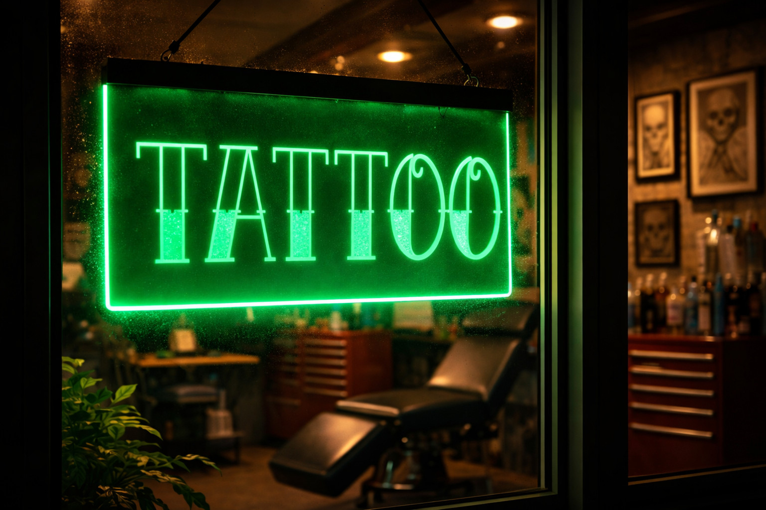 Tattoo LED Sign Parlor Light Open Advertisement