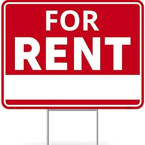 Double-Sided For Rent Sign with Stand – 17″x13″ Corrugated Plastic Yard Sign