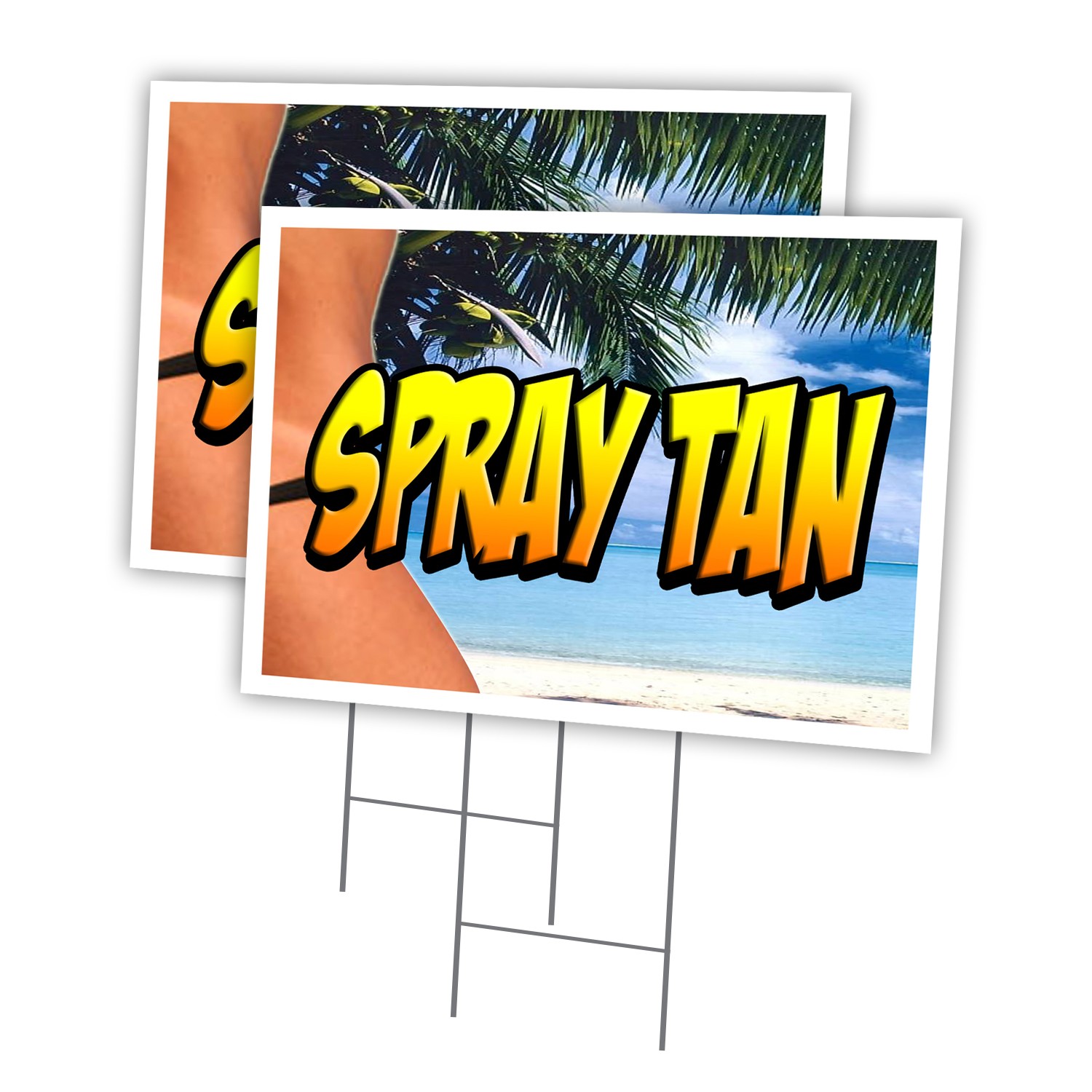 Spray Tan Multi-Pack of Yard Signs & Stake outdoor plastic coroplast window