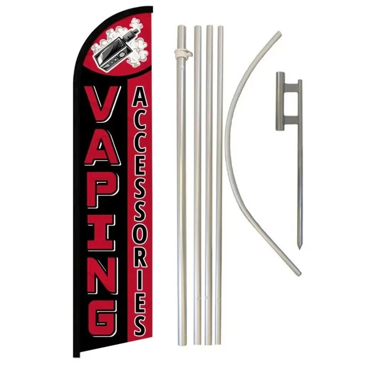 V.A.P. E. Hookah Smoke Shop Variations Windless Advertising Banner Flag Pole Kit