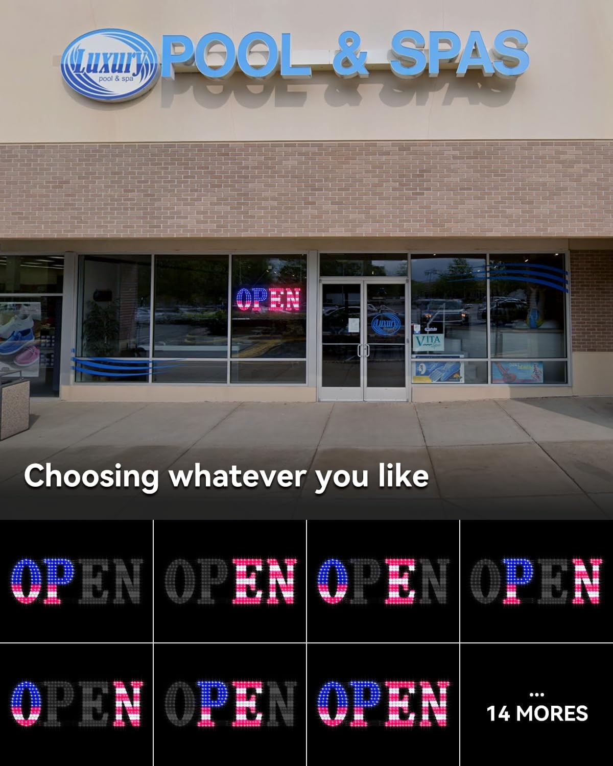 Electric Jumbo Open Sign 30×10 LED Timer Remote Control Store Open Closed Sign