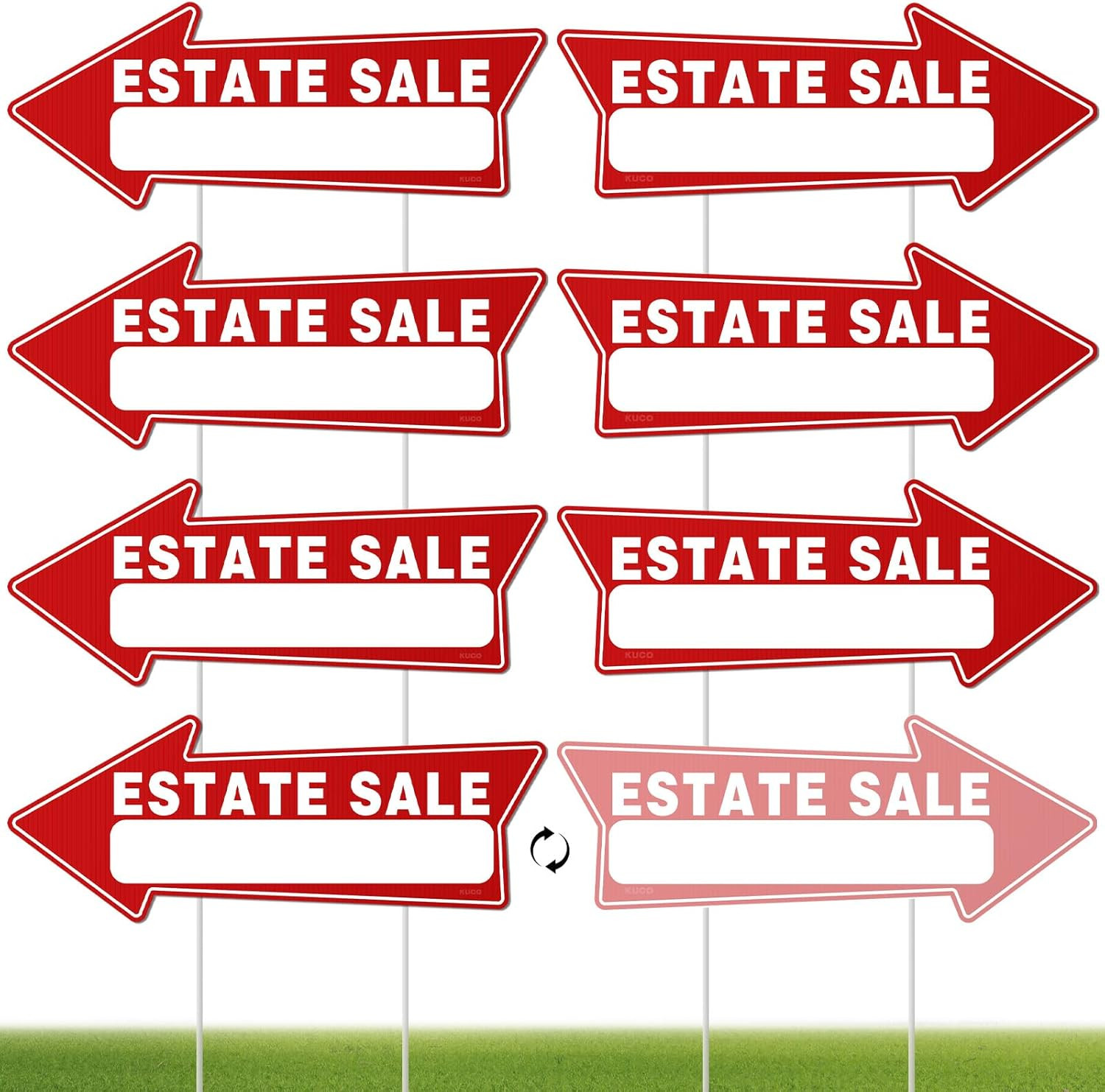 7 PC Estate Sale Signs, 17″ X 6″, Estate Sale Signs with Stakes Double Sided, La
