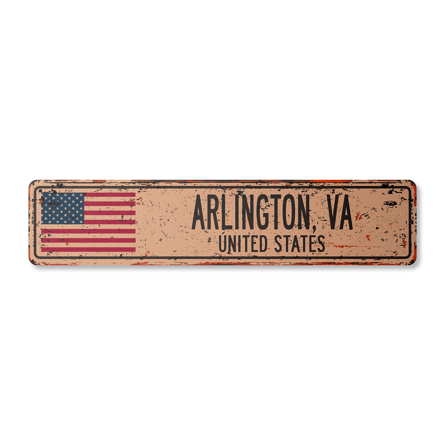 ARLINGTON VA UNITED STATES Vintage Street Sign American flag city country rustic