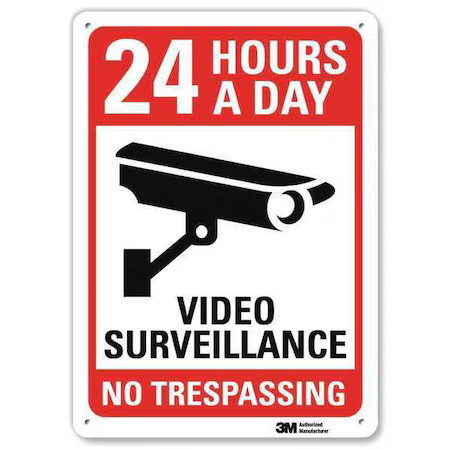 LYLE U1-1001-RA_10X14 No Header, 24 Hours A Day Video Surveillance No
