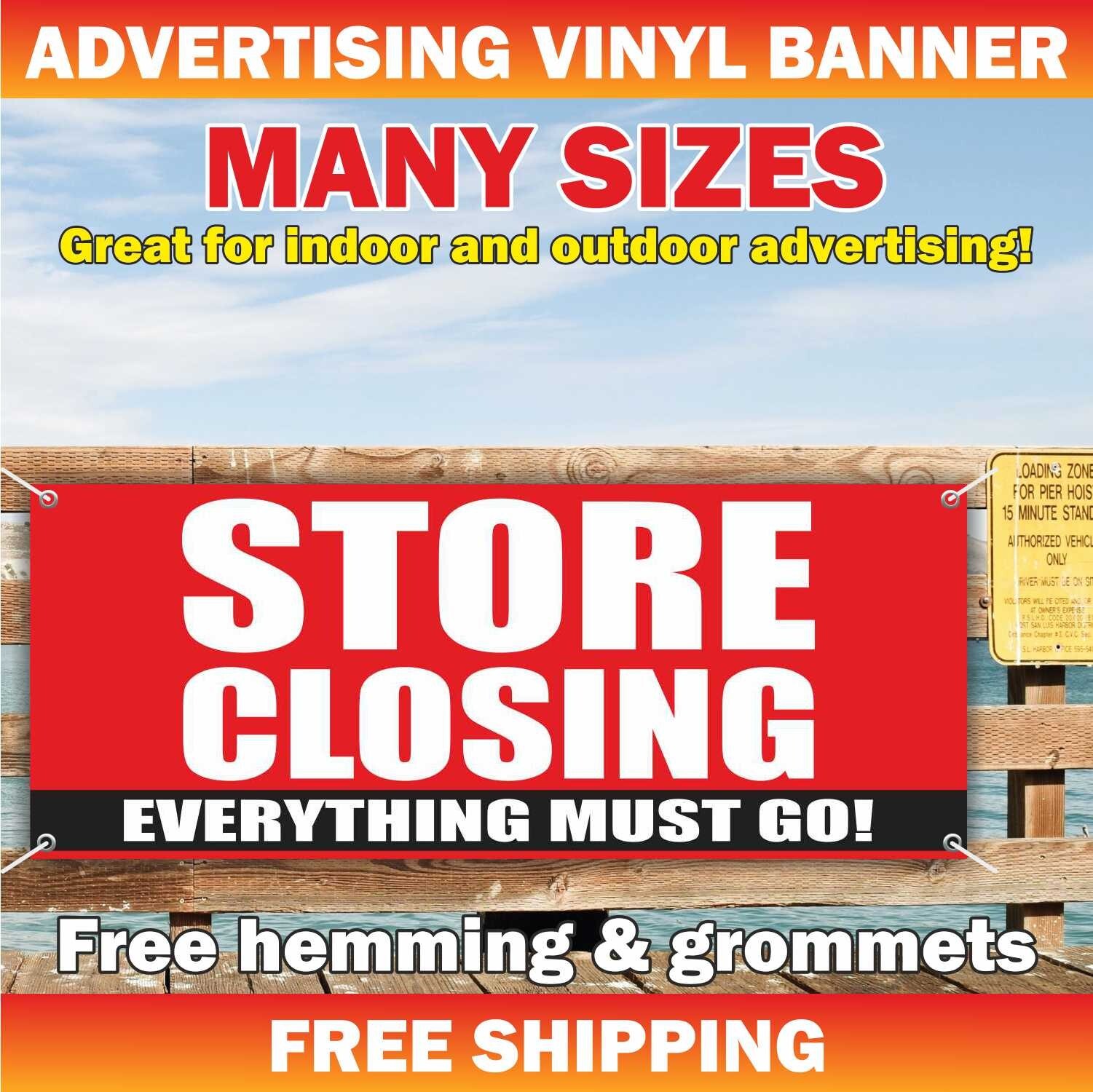 STORE CLOSING EVERYTHING MUST GO Advertising Banner Vinyl Sign Sale Discount