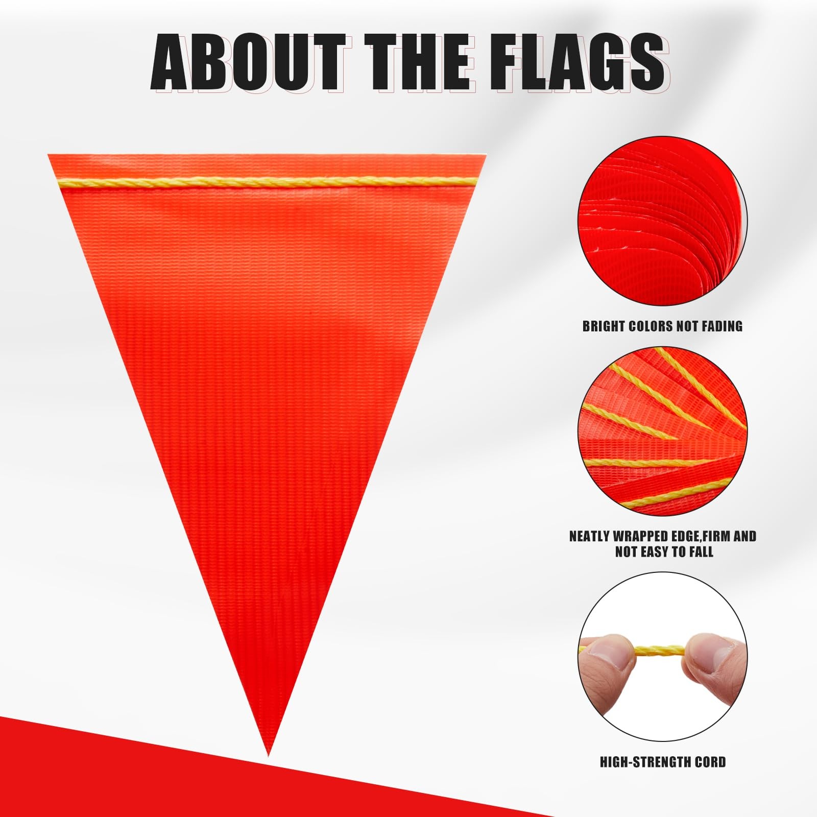 Safety Warning [Enhanced Density] Pennant Banner Flag Sign – 105FT High Visib…