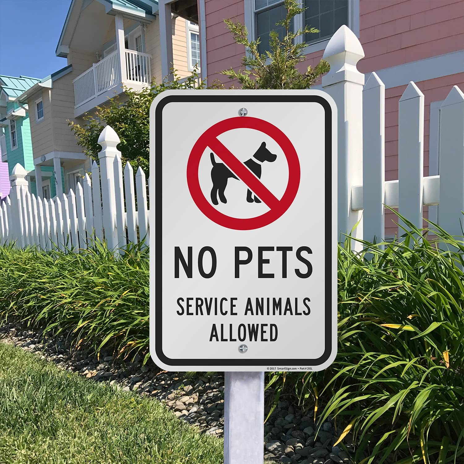 No Pets Service Animals Allowed Metal Sign 18×12, Rustproof Aluminum Warning