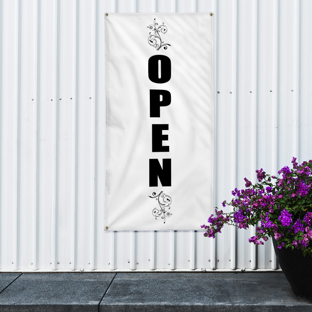 Vertical Vinyl Banner Multiple Sizes Open Business Advertisement Business