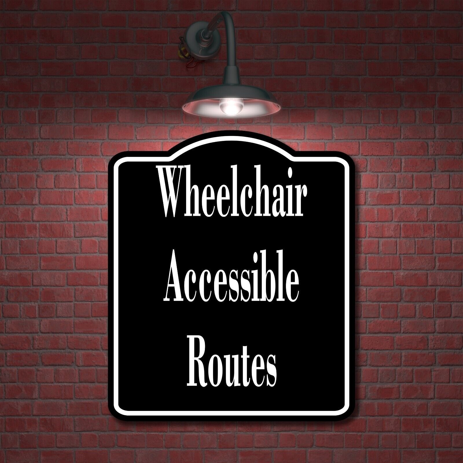 Wheelchair Accessible Routes BLACK Aluminum Composite Sign