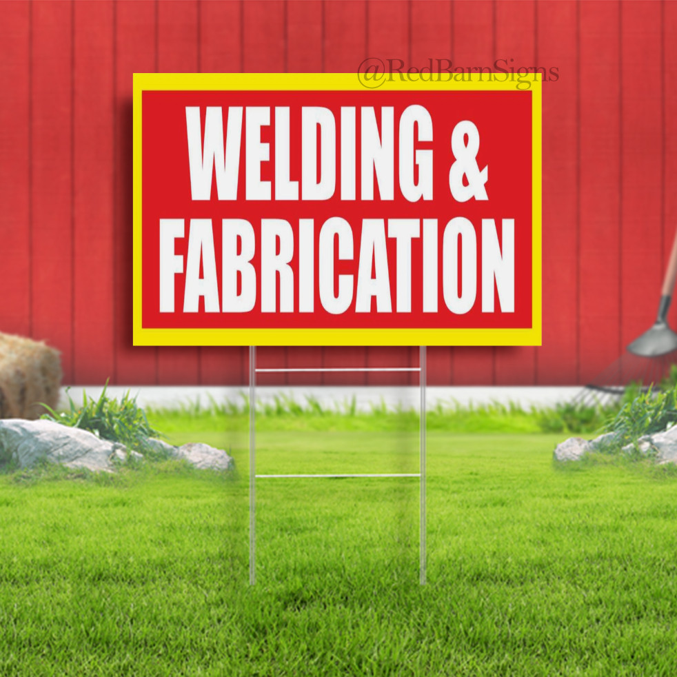 WELDER & FABRICATOR Auto Body Shop Repairs Indoor Outdoor Yard Sign with metal