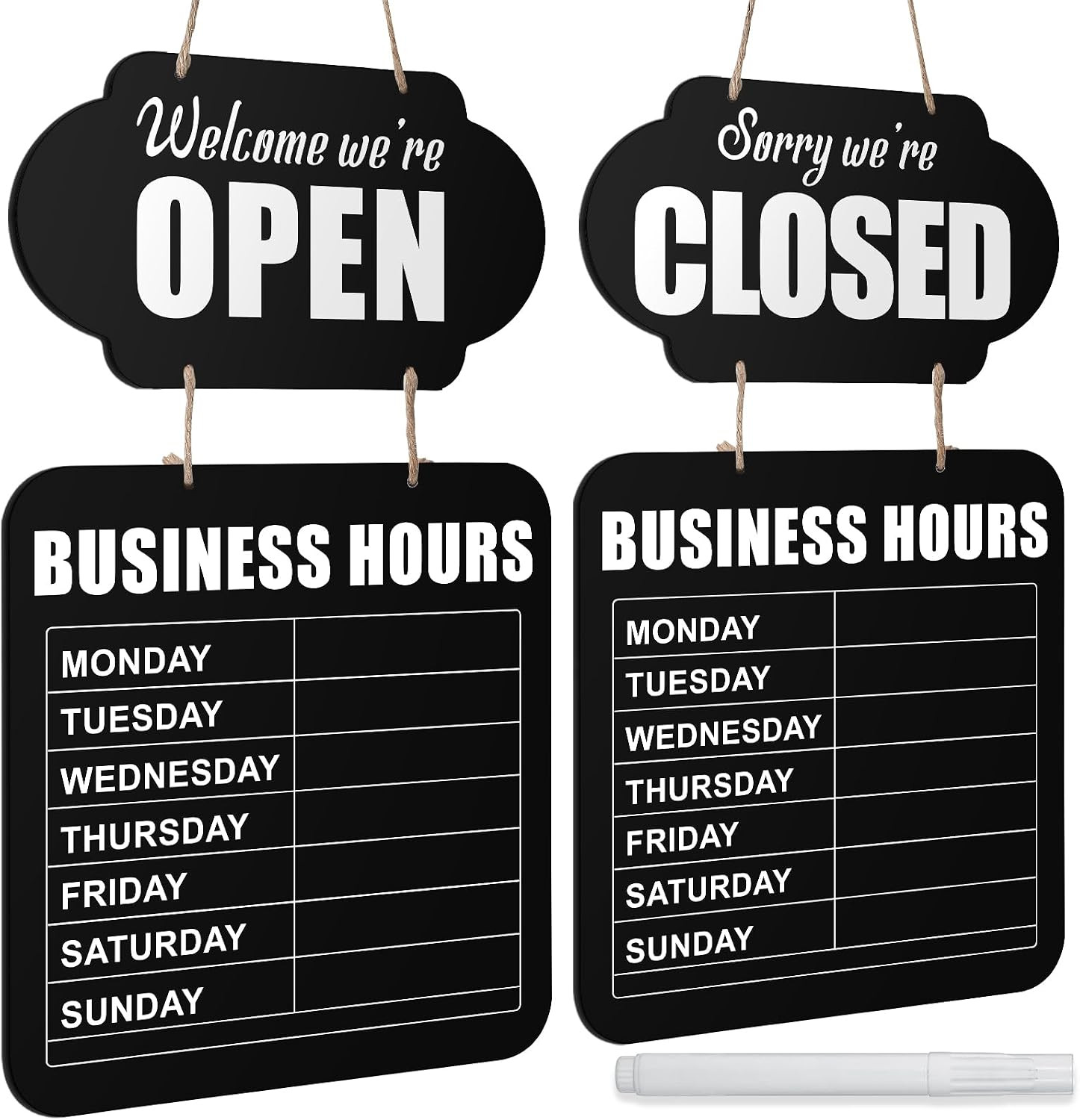 Business Hours Hanging Chalkboard Open Closed Sign Wooden Welcome Chalk Boards D