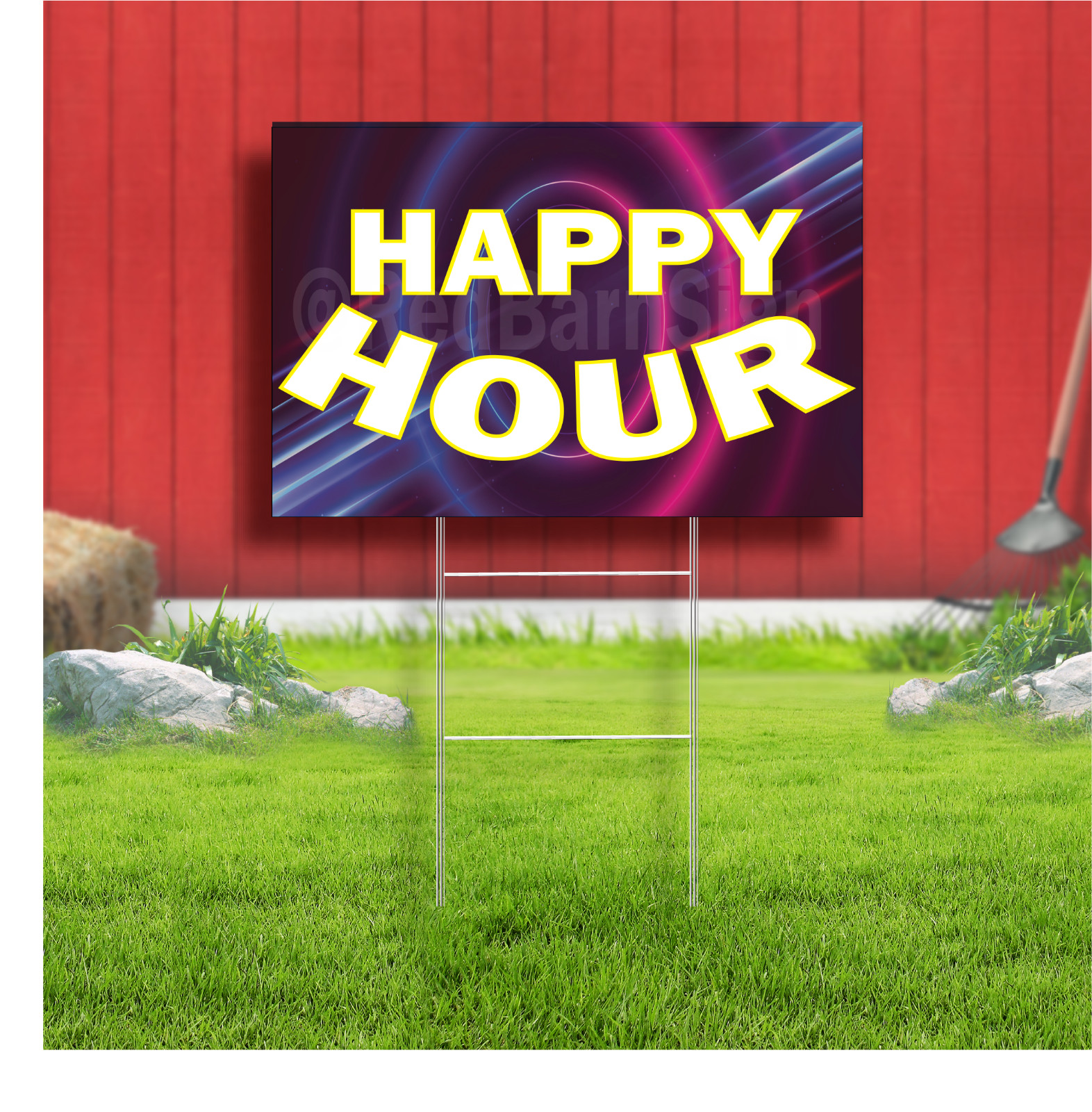 Happy Hour Coroplast Sign Plastic Indoor Outdoor Yard Sign