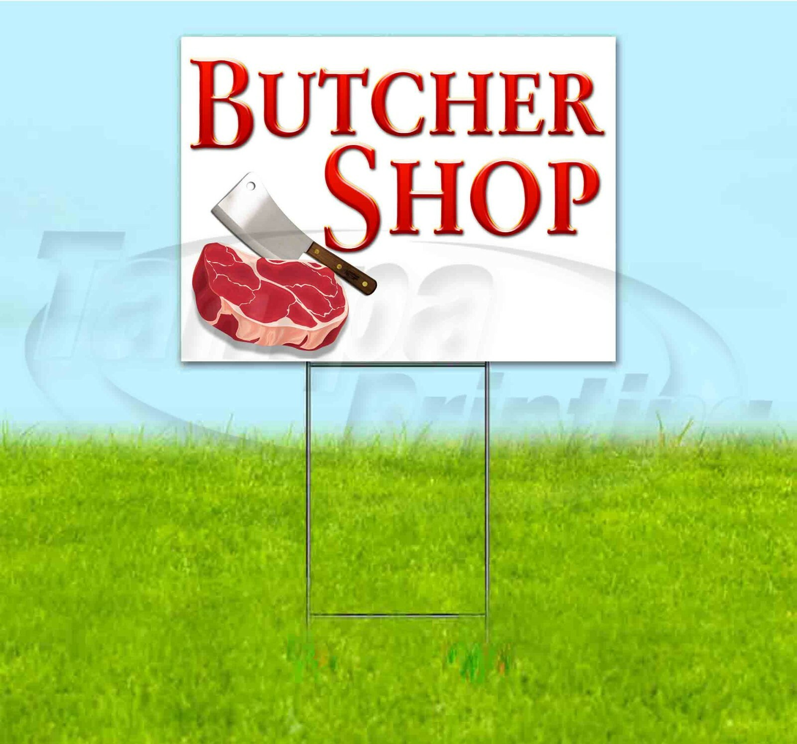 BUTCHER SHOP 18×24 Yard Sign WITH STAKE Corrugated Bandit USA BUSINESS