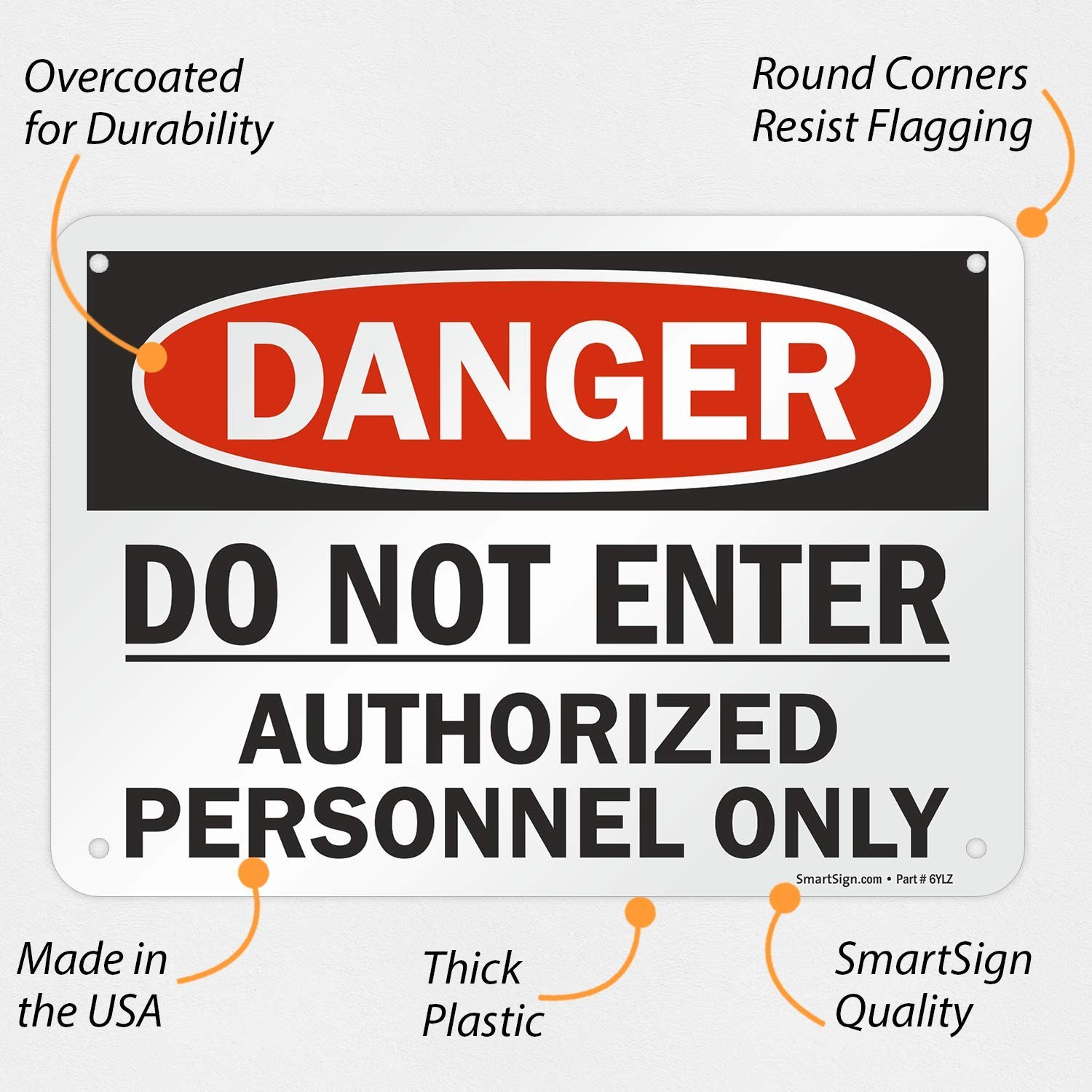 Danger Do Not Enter Authorized Personnel Only Sign 7×10 Inch Plastic